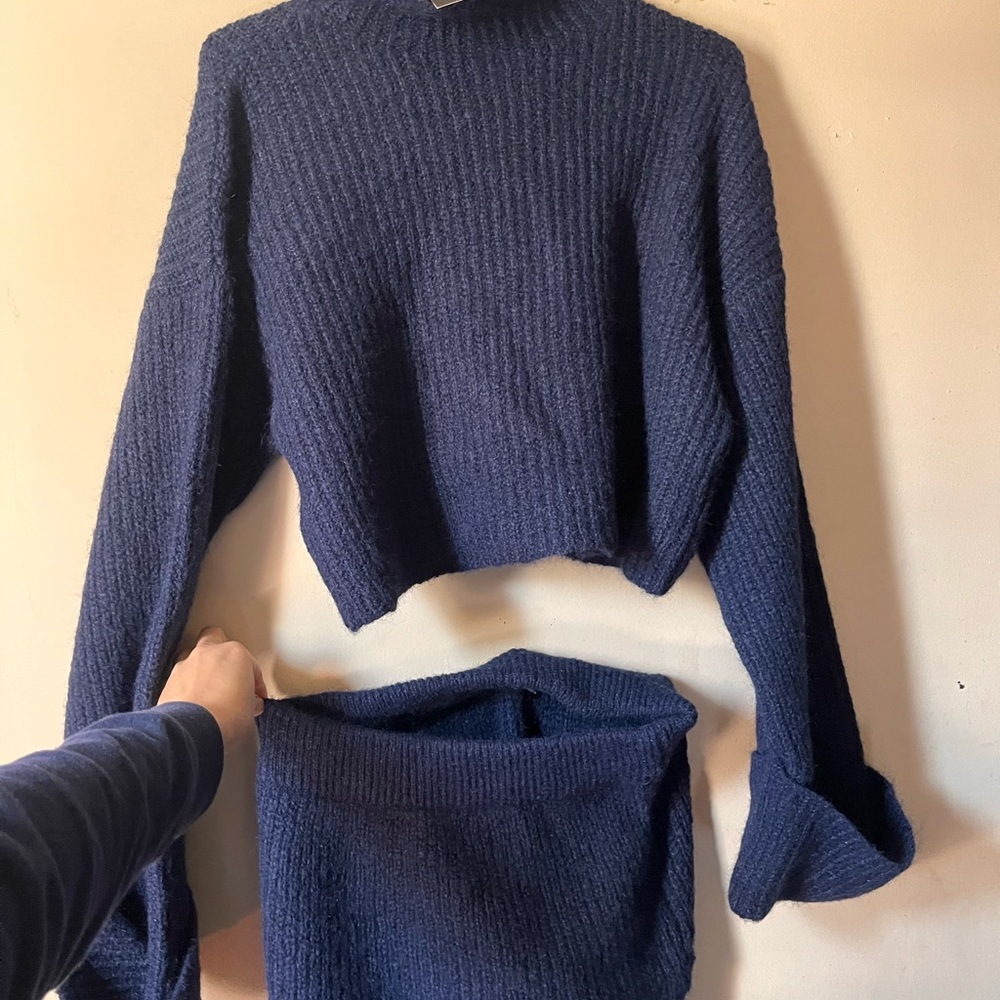 Boohoo Blue Crew Neck Sweater Set
